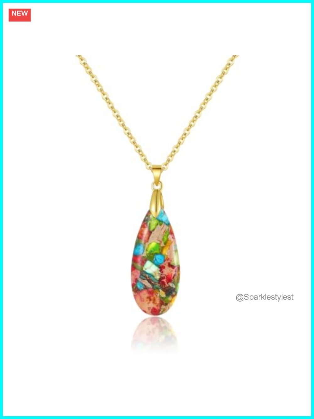 Healing Stone Gold Pendant Necklace Inspirational Gift for Women Adjustable Boho